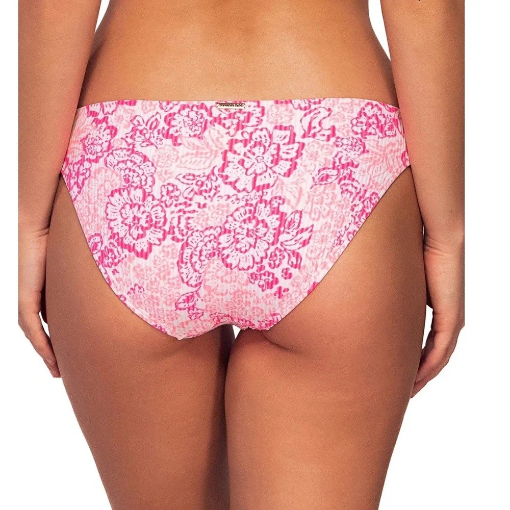 Sunsets Femme Fatale Hipster Bikini Bottom Pink Coral Cove Floral Sz XL NWT‎ $68
